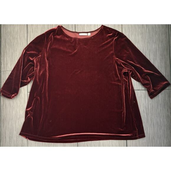 Susan Graver Tops - Susan Graver Red/ Burgundy Velvet Top Size 3X Holiday Valentine